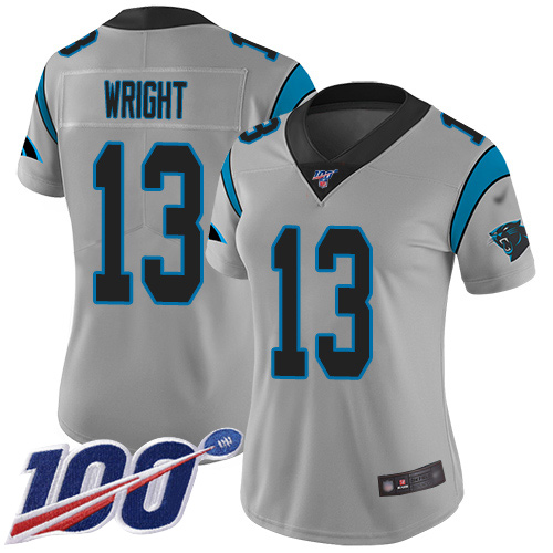 Carolina Panthers Limited Silver Women Jarius Wright Jersey NFL Football #13 100th Season Inverted Legend->carolina panthers->NFL Jersey